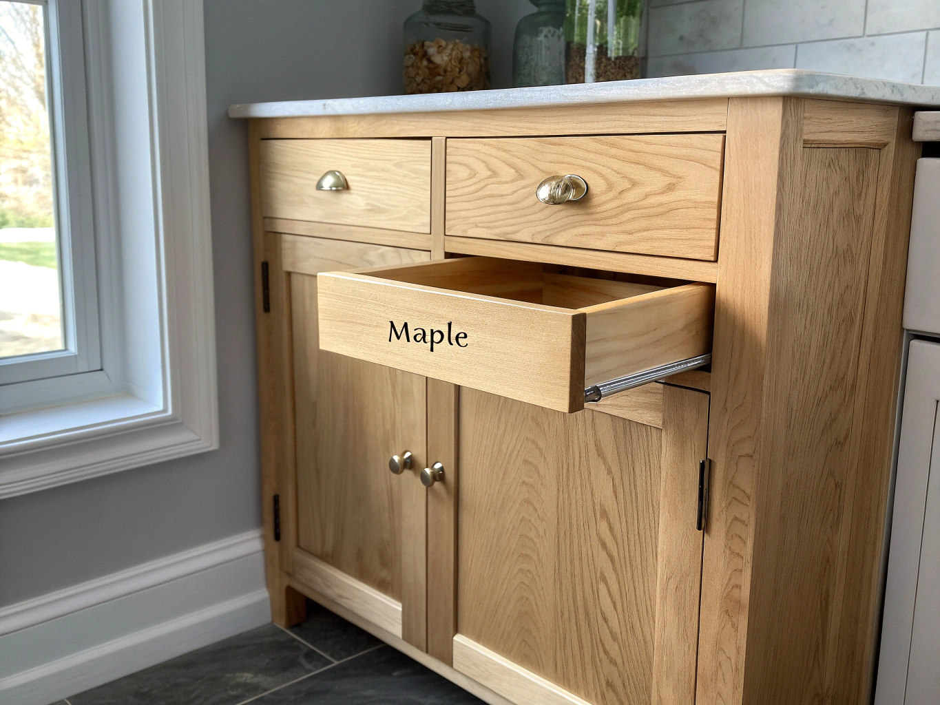 Solid maple cabinet face frame construction detail