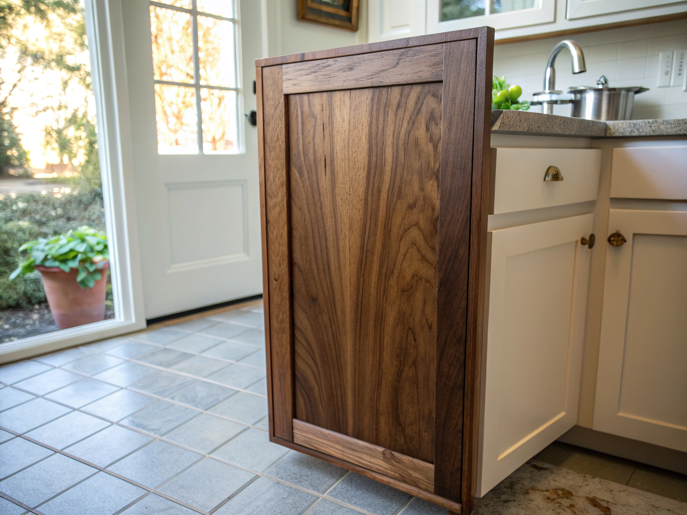 Natural stained walnut wood cabinet sample