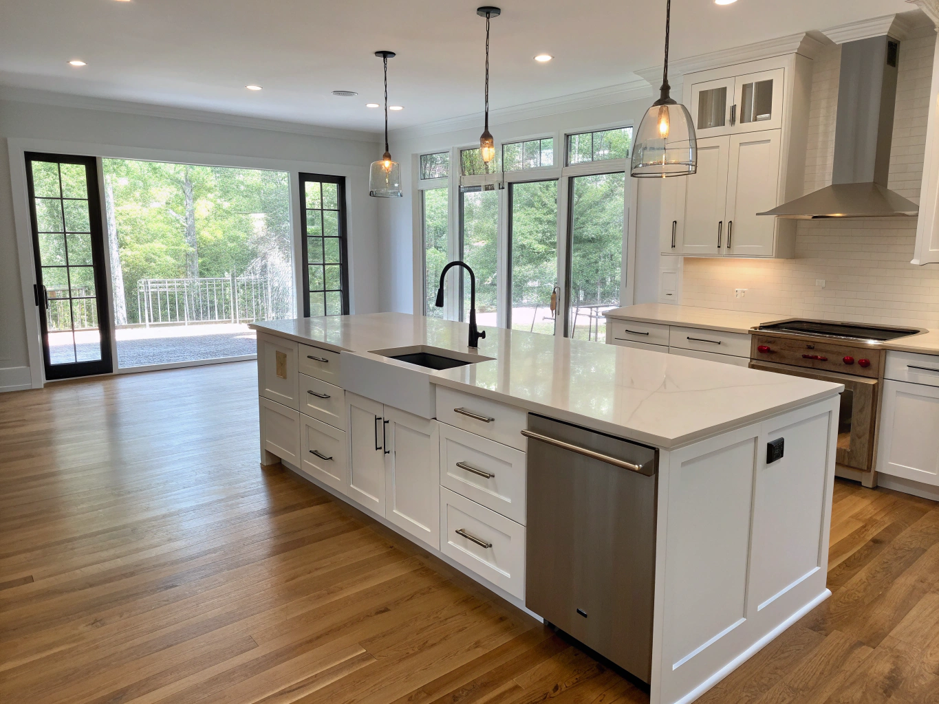 Classic renovation kitchen package with custom quartz island